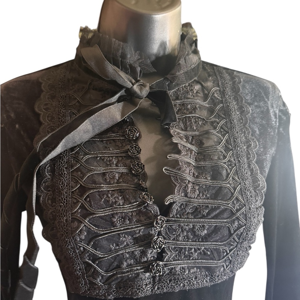 Gothic velvet dress with bell sleeves - Picture 2 of 6